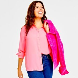 On 34th Women's Button-Front Crepe Shirt, Created for Macy's